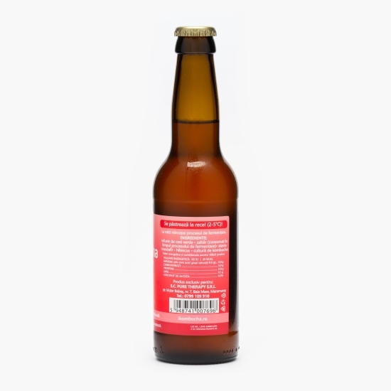Kombucha băutură probiotică energizantă cu trandafir și hibiscus 330ml
