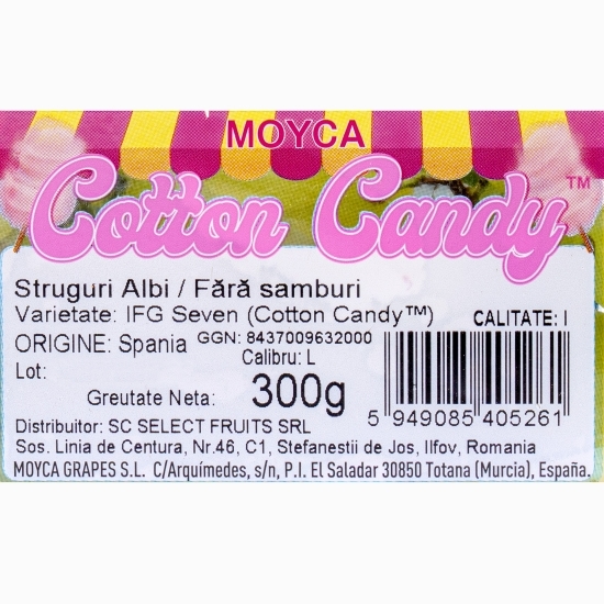 Struguri albi fără sâmburi Cotton Candy 300g