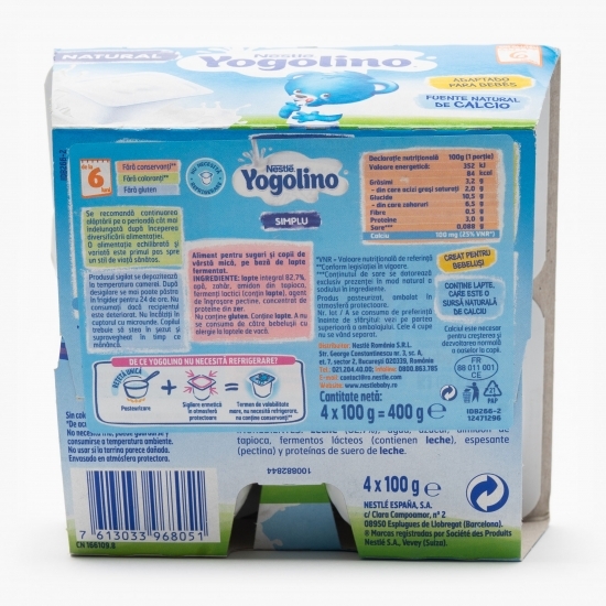 Gustare cu lapte Natural, +6 luni, 4x100g