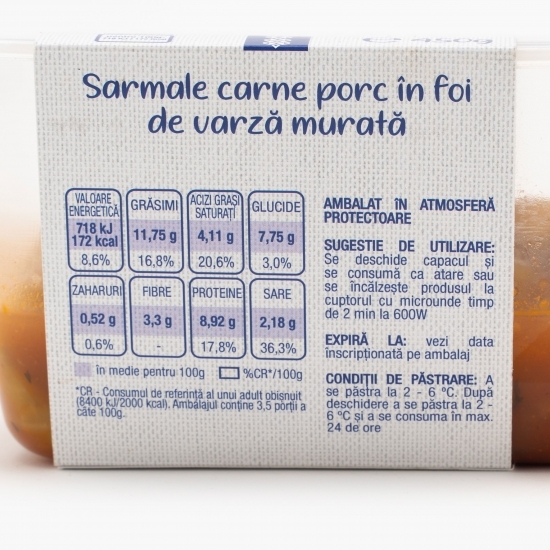 Sarmale carne de porc în foi de varză murată 450g