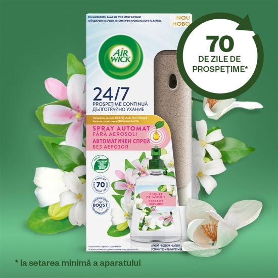Odorizant de cameră kit spray automat fără aerosoli Buchet de Iasomie 228ml