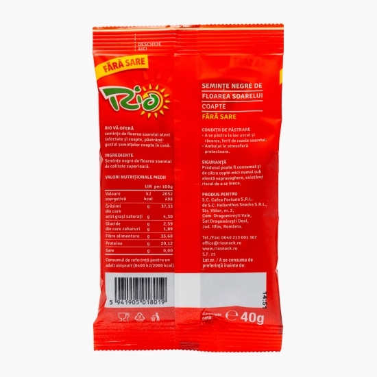 Semințe floarea-soarelui negre fără sare 40g