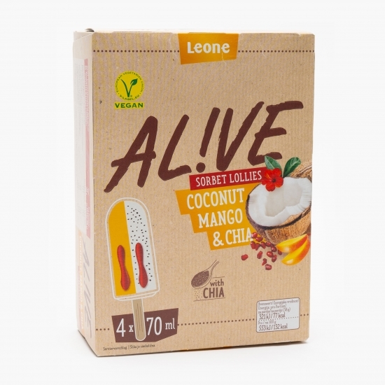 Sorbet cocos, rodie, mango și semințe de chia 4x70ml