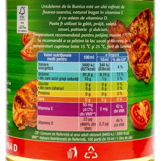 Ulei de floarea-soarelui untdelemn de la bunica, 1l