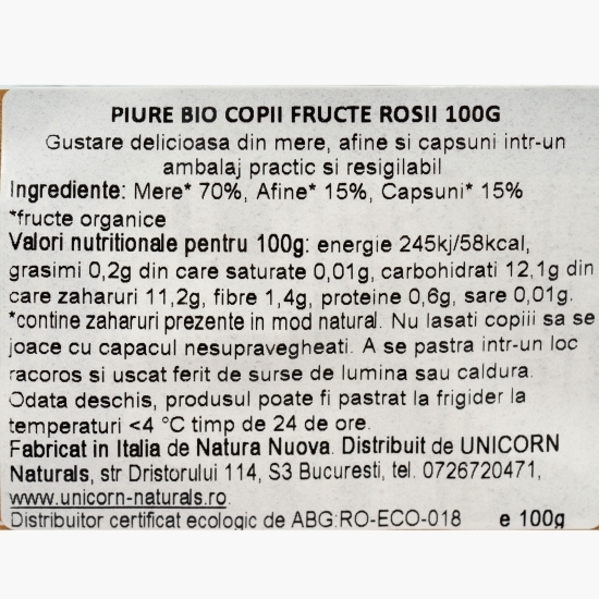 Piure eco din fructe roșii, pentru copii, 100g