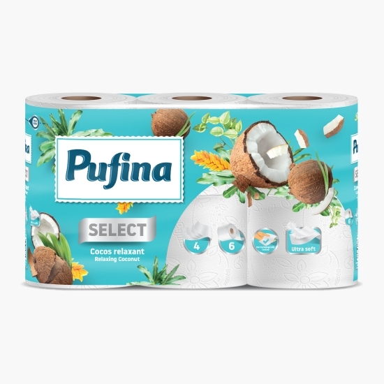 Hârtie igienică Select parfum de cocos, 4 straturi, 6 role