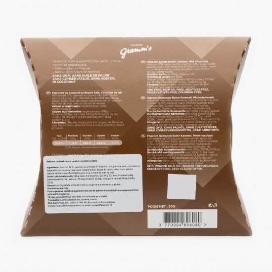 Popcorn caramel cu unt sărat și ciocolată cu lapte 30g