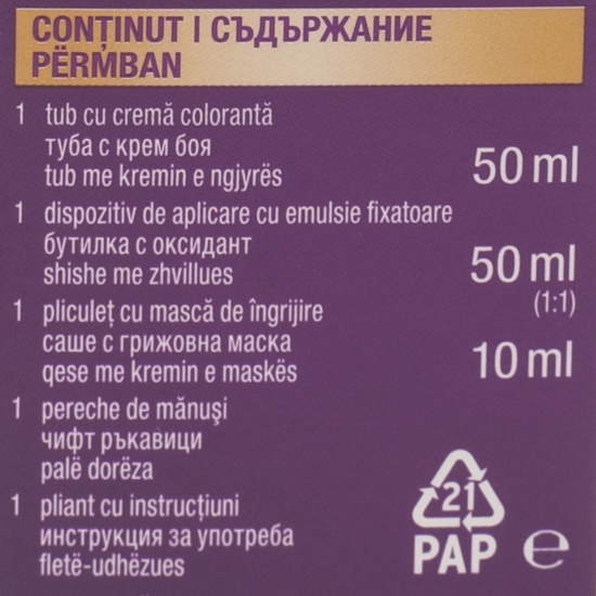 Vopsea de păr permanentă Intensive Color Cream, W2 (3-65) ciocolatiu închis, 110ml