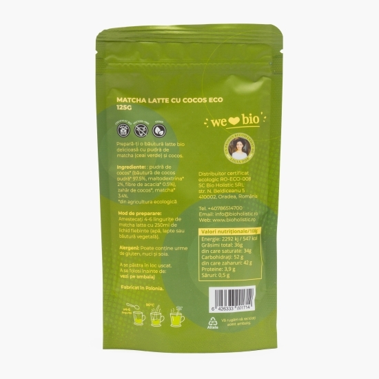 Matcha latte cu cocos, eco, 125g