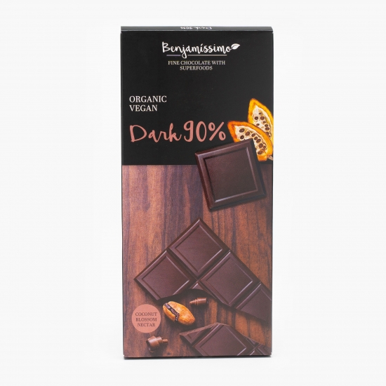 Ciocolată neagră eco vegană cu 90% cacao 70g 
