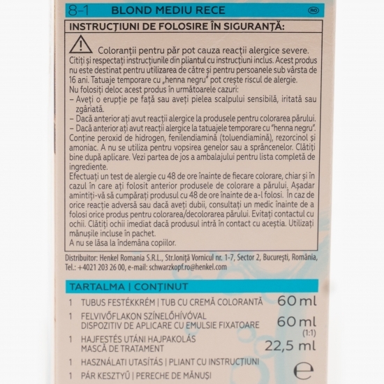 Vopsea de păr permanentă Color 8-1 blond mediu rece 142.5ml