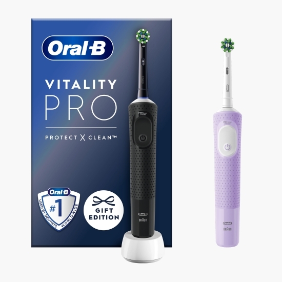 Set 2 x Periuță de dinți electrică Vitality Pro, negru/violet