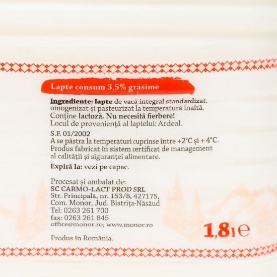 Lapte consum 3.5% grăsime 1.8l
