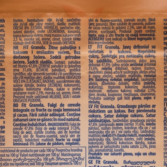 Cereale integrale cu fructe cu coajă lemnoasă și cacao, fără zahăr adăugat 300g