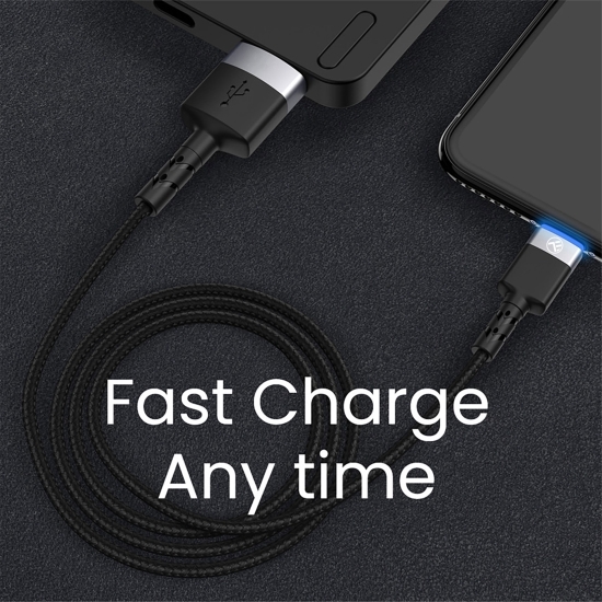 Cablu date USB - Type-C cu LED, 1.2m, negru