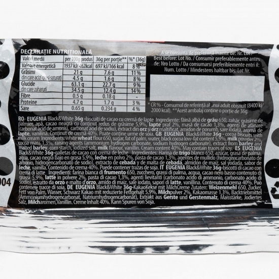 Biscuiți de cacao cu cremă de lapte Black&White 36g