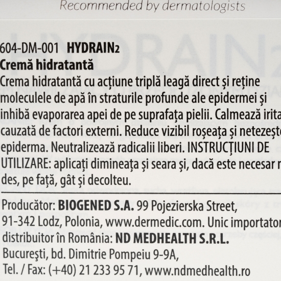 Cremă de față hidratantă Hydrain2 50ml