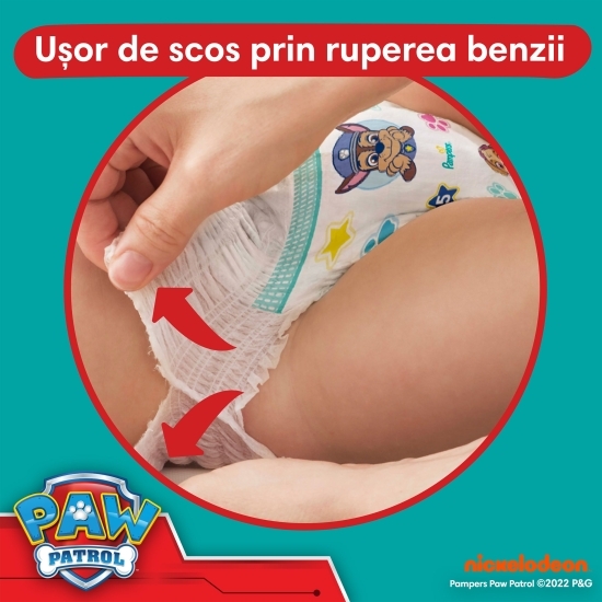 Scutece chiloțel Pants Patrula Cățelușilor, mărimea 6, 14-19 kg, 60 buc