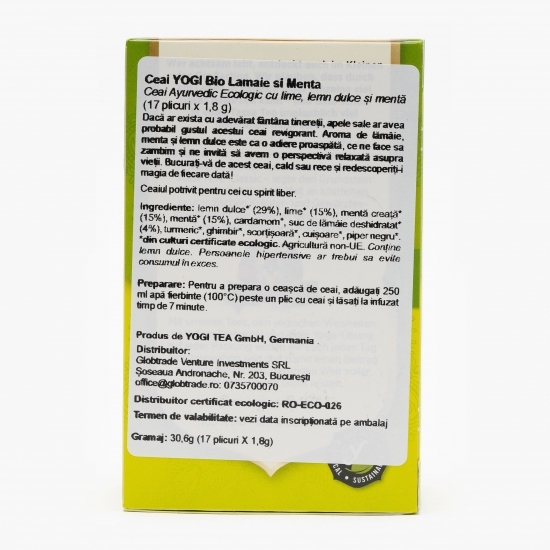 Ceai eco lime, lemn dulce și mentă 17 plicuri