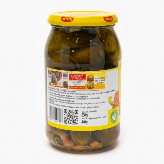 Castraveți în oțet cu ardei roșu 830g