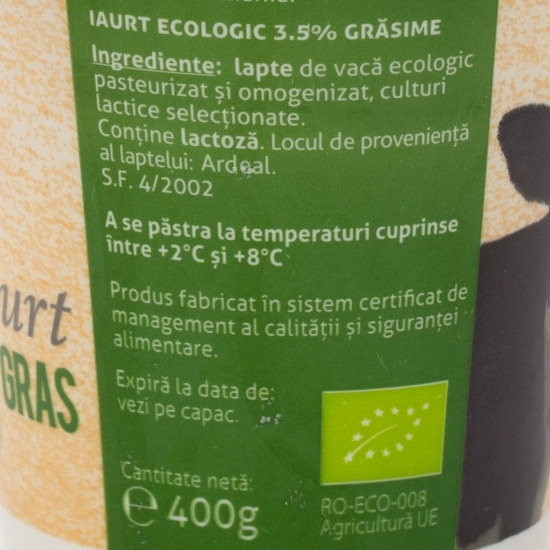 Iaurt eco 3.5% grăsime 400g