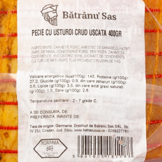 Pecie cu usturoi crud-uscată 400g