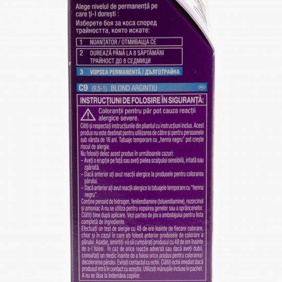 Vopsea de păr permanentă Intensive Color Creme, C9 (9.5-1) blond argintiu, 110ml
