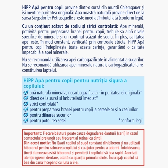 Apă minerală naturală necarbozificată pentru copii, de la naștere 1l