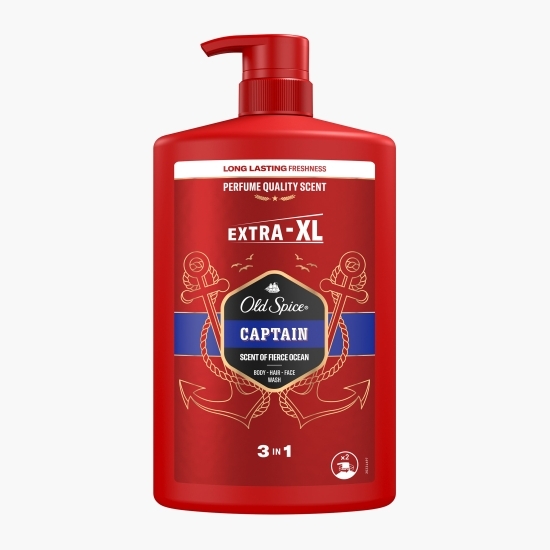 Gel de duș și șampon 3 în 1 pentru corp, păr și față Captain 1000ml