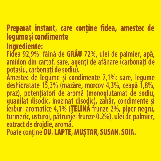 Preparat instant cu fidea, cu gust de legume Fidelicios 59.2g