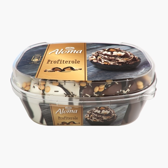 Îngheţată Profiterole cu aromă de vanilie şi de ciocolată, cu topping de cacao 485g