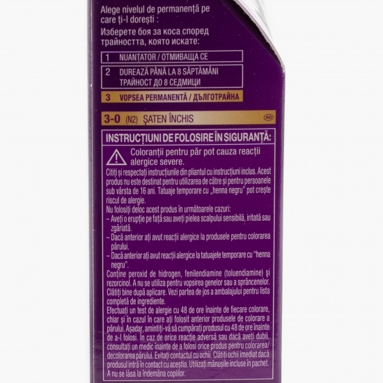 Vopsea de păr permanentă Intensive Color Cream, N2 (3-0) șaten închis, 110ml