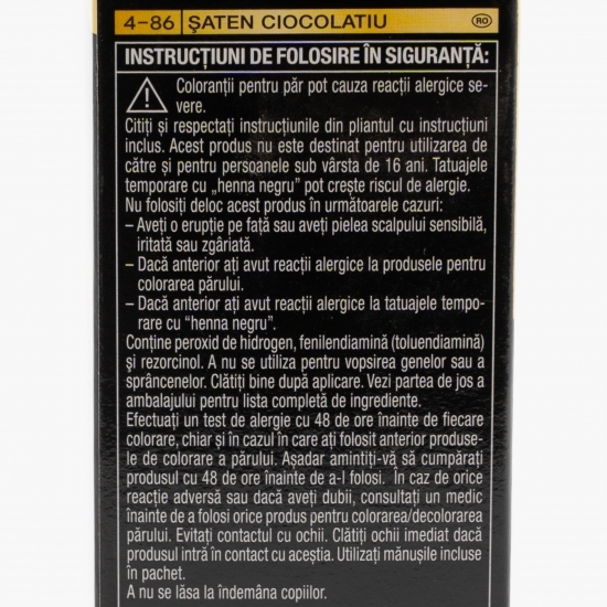 Vopsea permanentă pentru păr fără amoniac Oleo Intense, 4-86 șaten ciocolatiu, 115ml