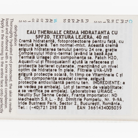 Cremă hidratantă și protectoare Eau Thermale - Rich Water Cream SPF20 40ml