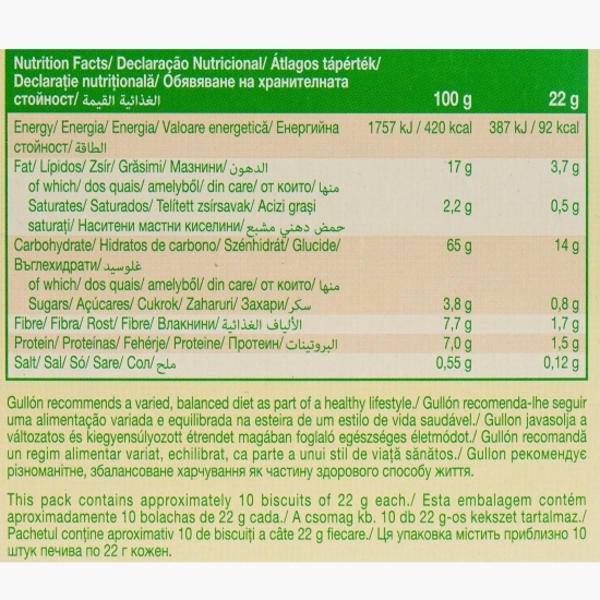 Biscuiți cu iaurt și cereale integrale, fără zahăr adăugat 220g