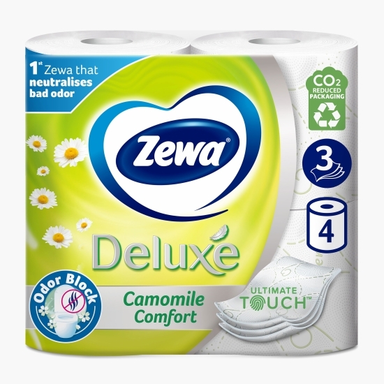 Hârtie igienică Deluxe Camomile Comfort 3 straturi, 4 role