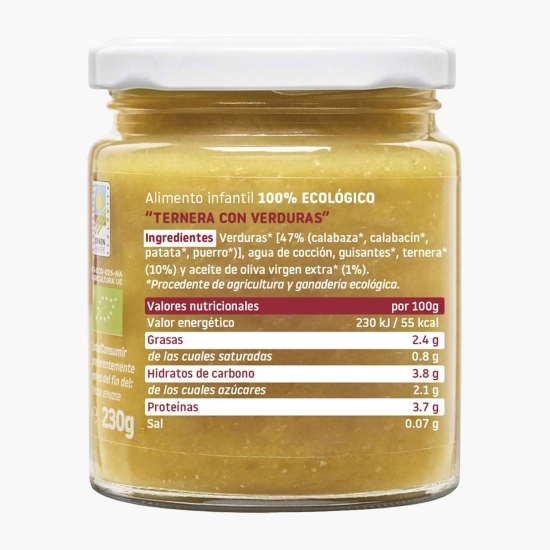 Piure eco de legume cu vițel si ulei măsline +6 luni, 230g