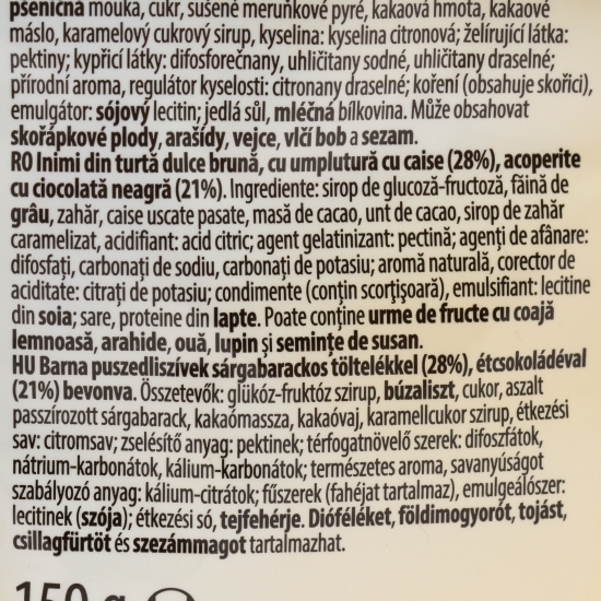 Turtă dulce brună cu umplutură de caise și învelită în ciocolată neagră 150g