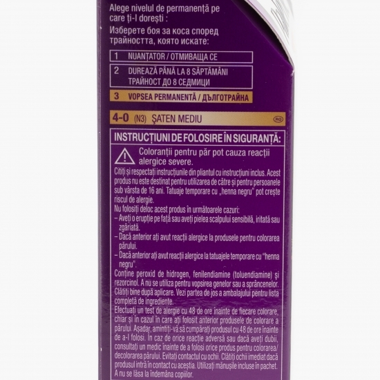 Vopsea de păr permanentă Intensive Color Cream, N3 (4-0) șaten mediu, 110ml