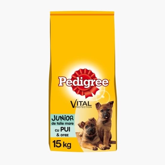 Hrană uscată pentru câini Junior de talie mare, 15kg, cu pui și orez