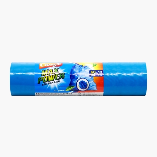 Saci menajeri Max Power cu șnur, 60l, 10 buc