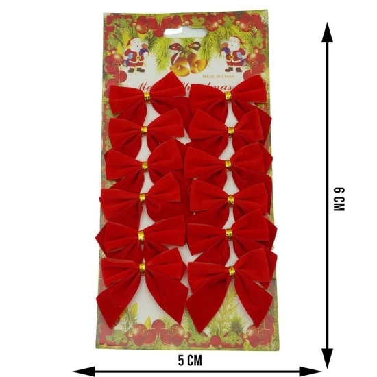 Set 12 fundițe roșii pentru brad, 5x5cm