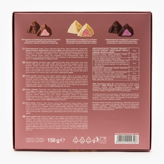 Praline asortate din ciocolată lapte, albă, amăruie cu fructe de pădure Mountain Dreams 150g