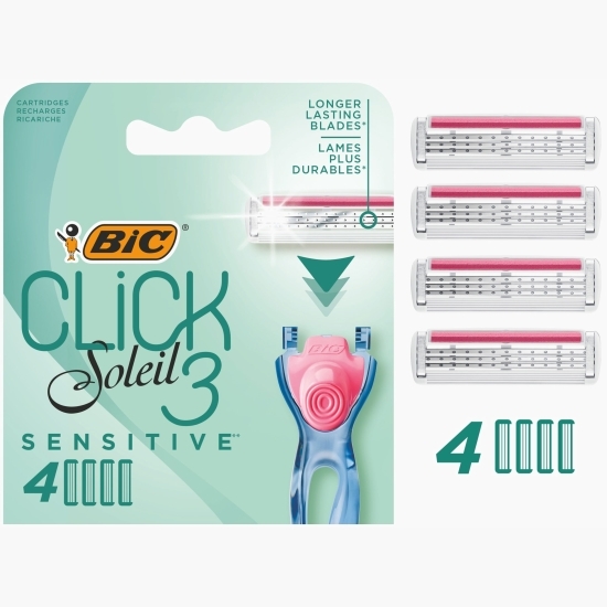Rezerve aparat de ras pentru femei Click Soleil 3 lame Sensitive 4 buc