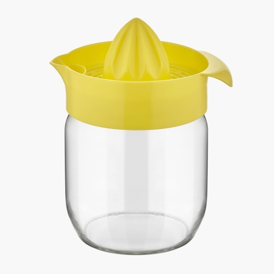 Storcător manual de citrice galben cu recipient din sticlă 425ml