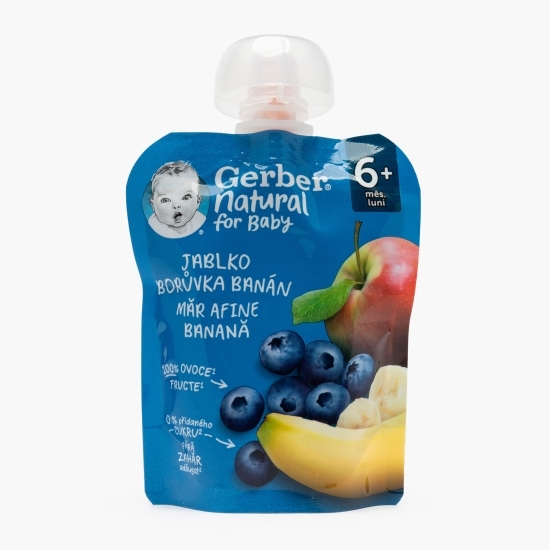Piure natural de mere, afine și banane 90g, +6 luni