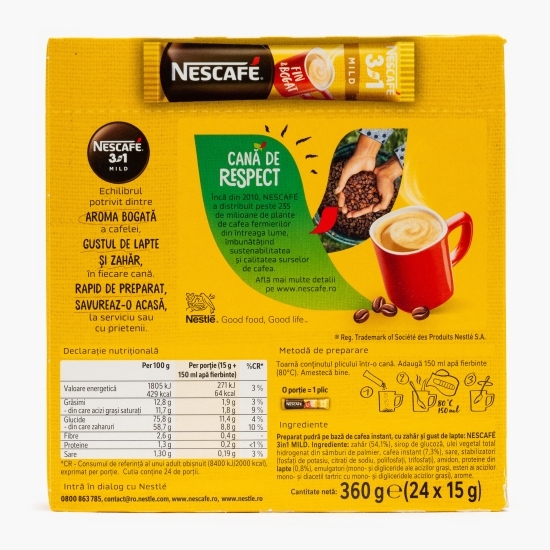 Mix de cafea instant 3în1 Mild plicuri, 24x15g