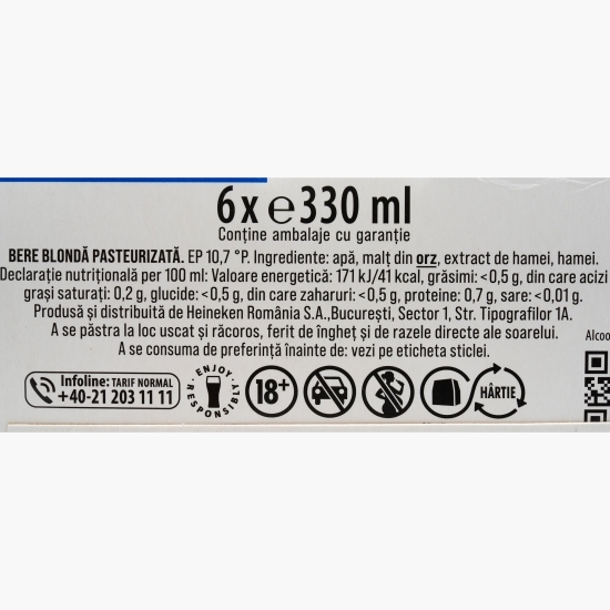 Bere blondă sticlă (5+1), 6x0.33l 