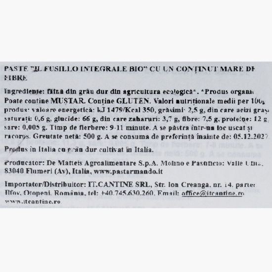 Paste integrale eco Il Fusillo 500g