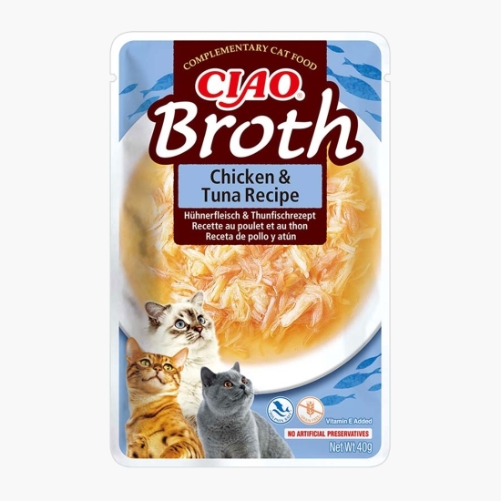 Hrană umedă pentru pisici Ciao Broth Pui & Ton 40g